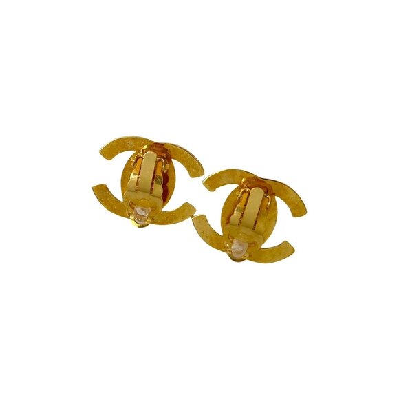 CHANEL Vintage Gold Logo Earrings